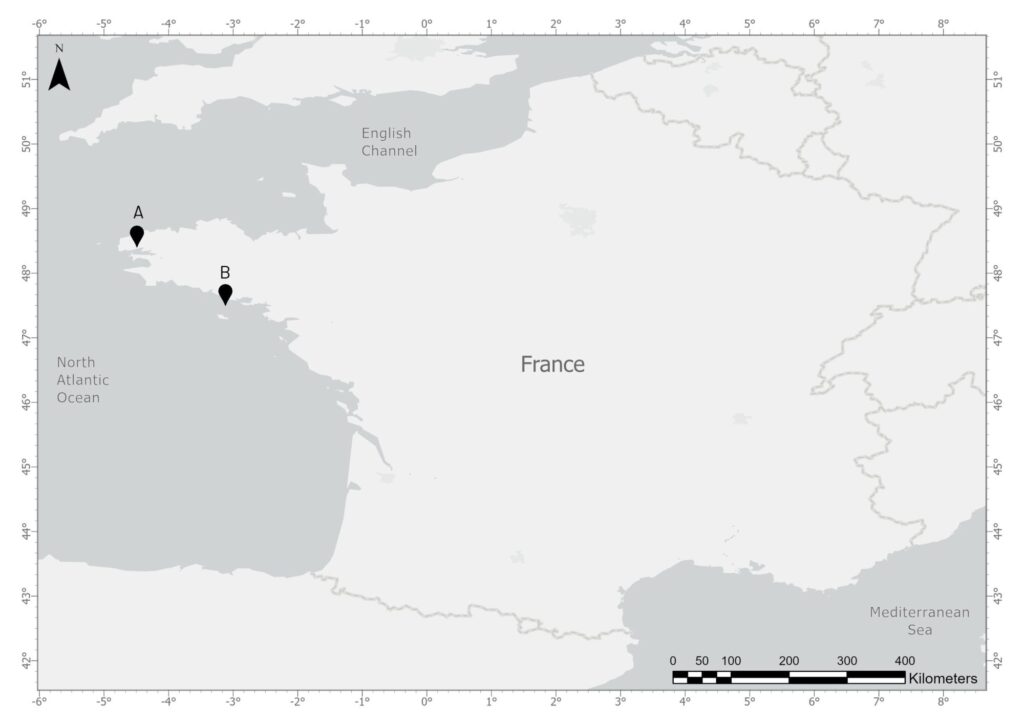Map of France with locations of stakeholder engagement