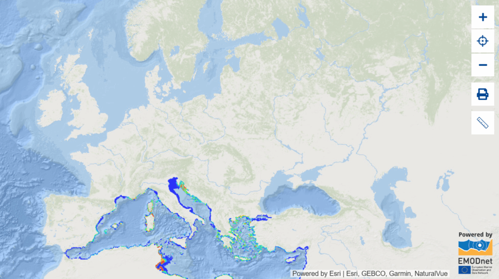 Map of Posidonia oceanica distribution from the European Marine Observation and Data Network