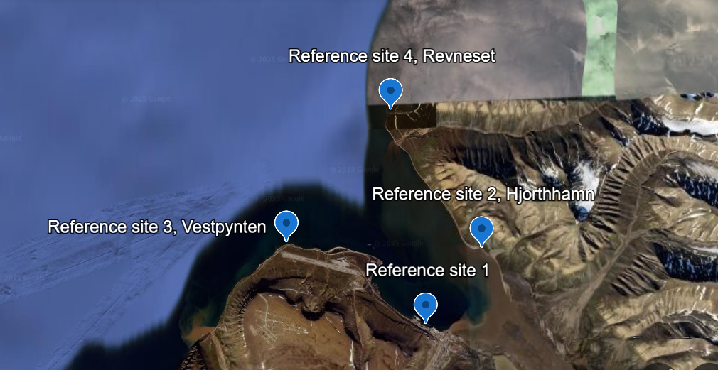 <em> Image showing the four reference sites that were utilised in the Arctic erosion demonstration