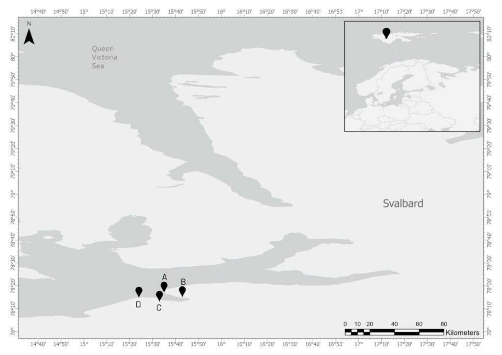 Map showing locations of stakeholder engagement around Longyearbyen