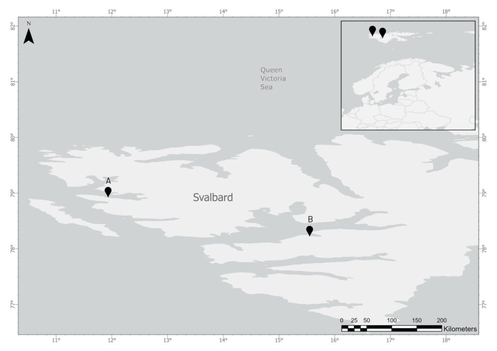 <em>Map with locations of stakeholder engagement on Svalbard